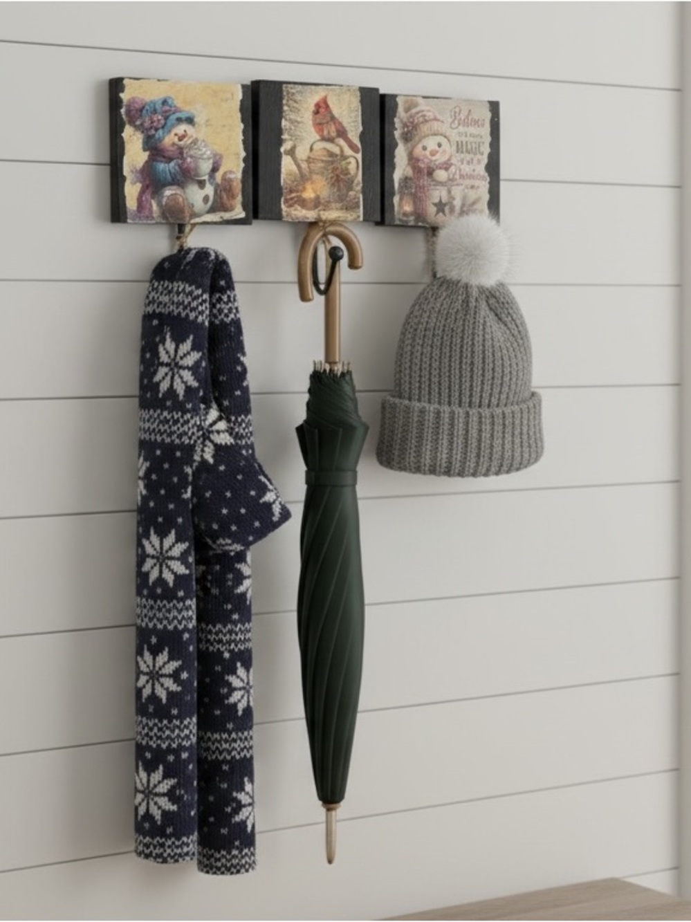 Parisian Works Beige and Brown Wall Hooks Display